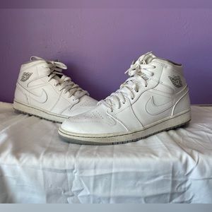 Jordan 1 mid all white size 12